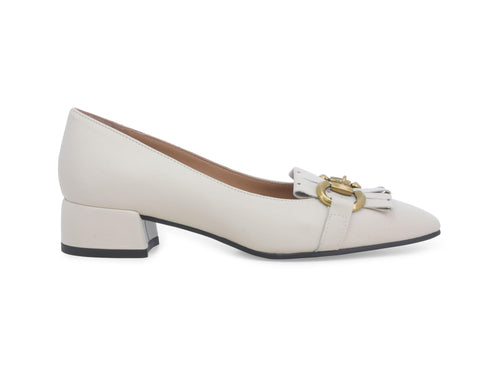 Melluso Ballerine Accollate con Morsetto e Frangia Tomaia Pelle Bianco Avorio V5342-239277